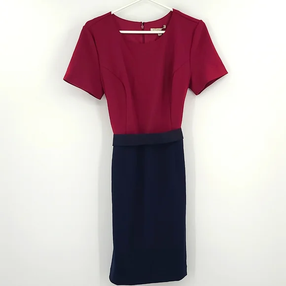 41 Hawthorn | Dresses | 4 Hawthorn Large Magenta Navy Blue Gold Trim Belt  Zipup Midi Dress Work Church | Poshmark